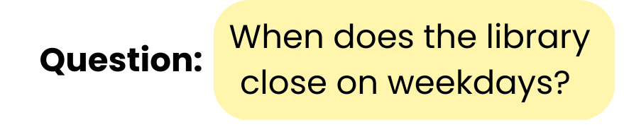 Image showing a question: "When does the library close on weekdays?"