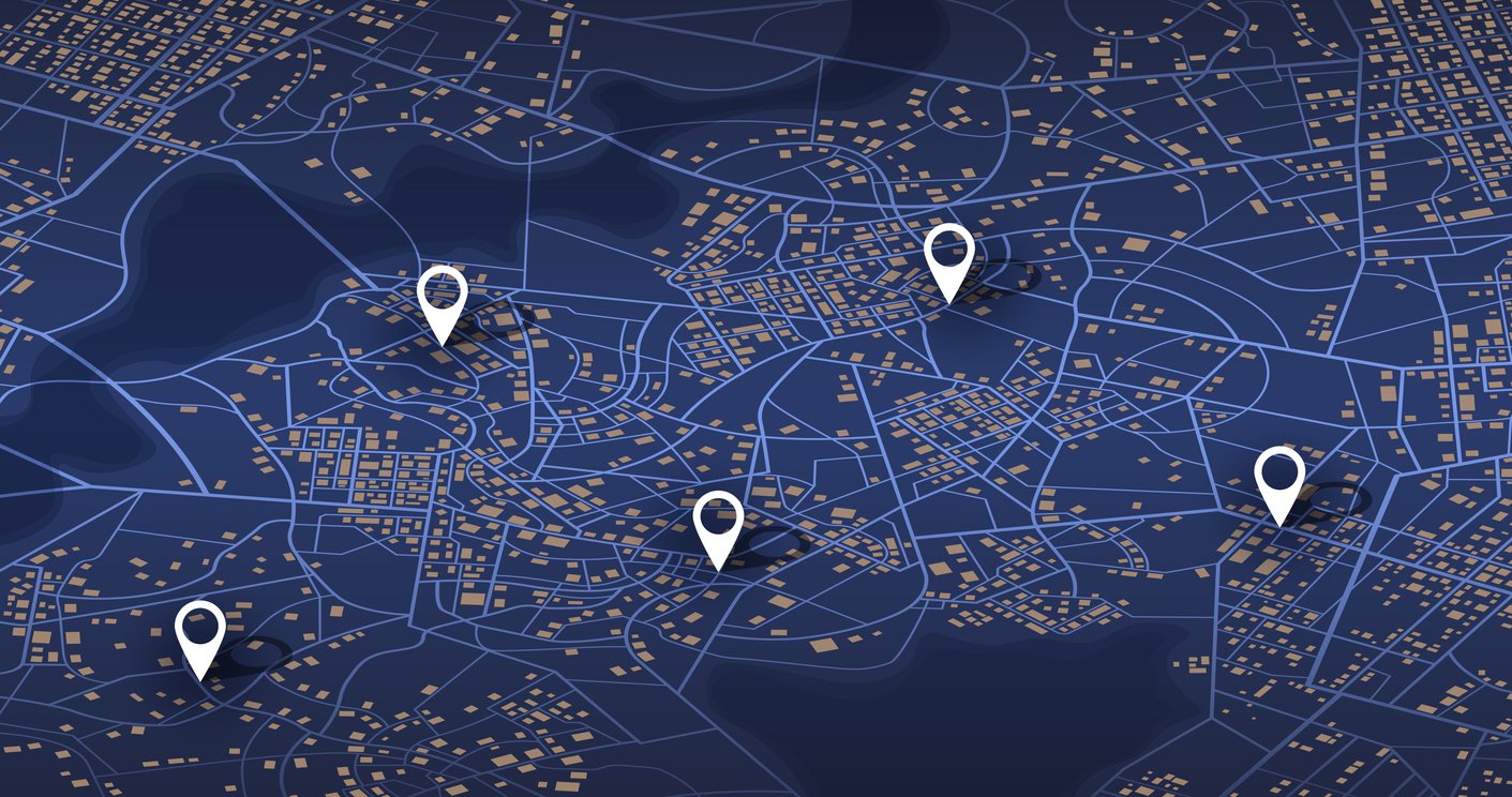 Image showing GPS locations on a map.