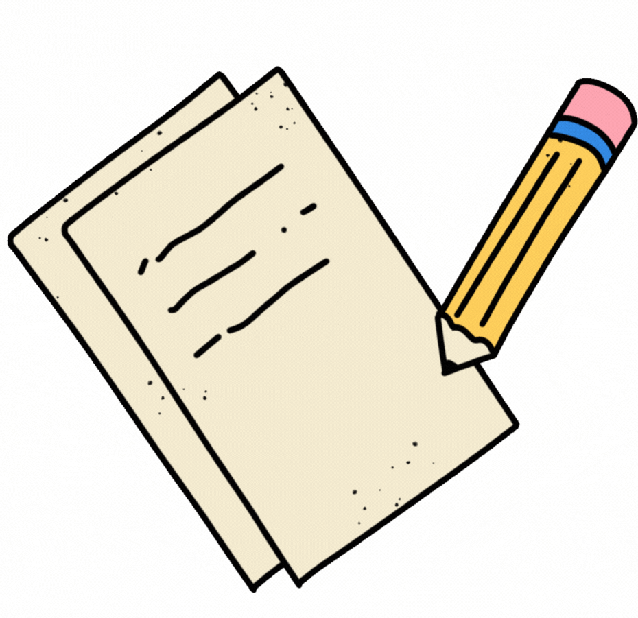 GIF for a pencil writing sentences on a paper.