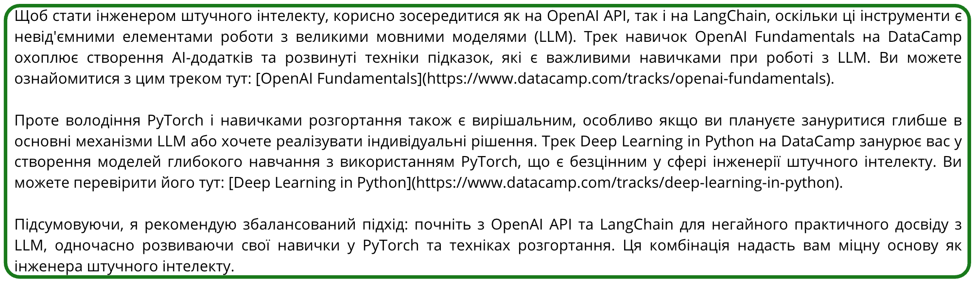 Translated output
