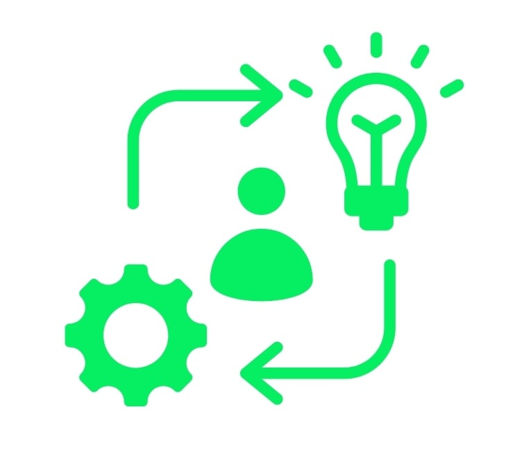 Icon with a light bulb and a cog wheel