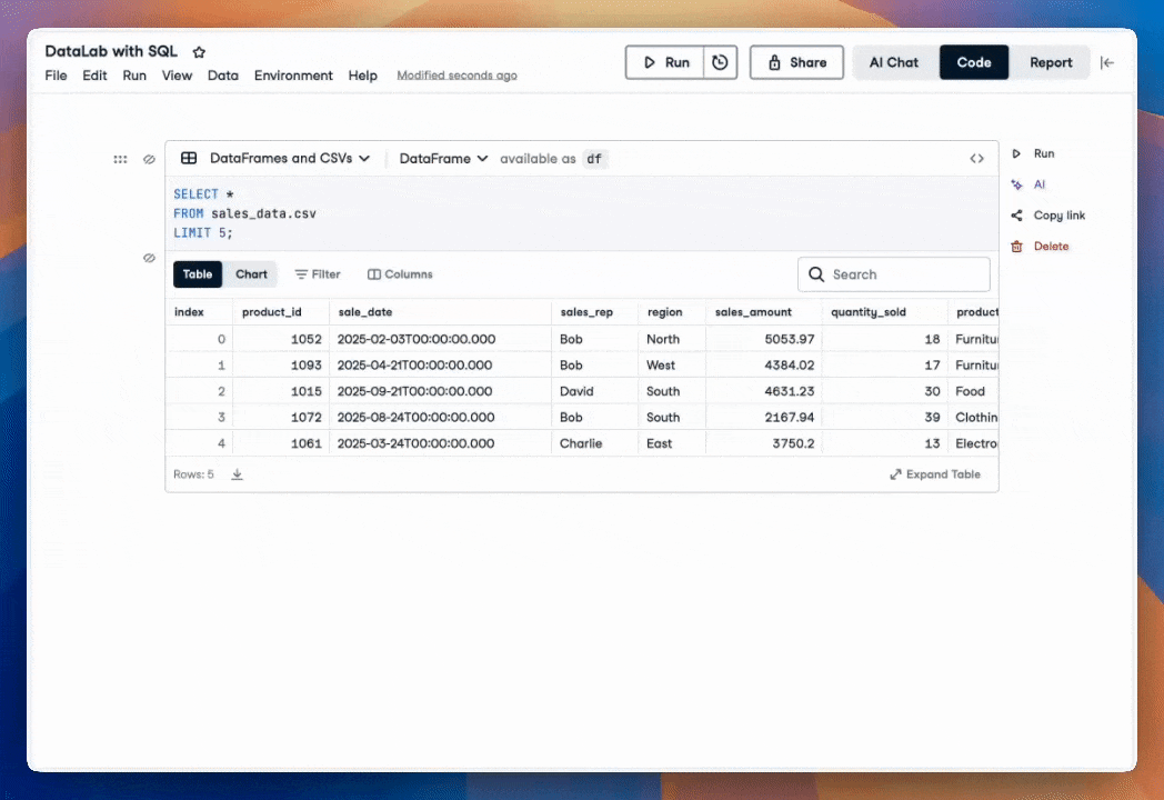 GIF of DataLab showing where to schedule runs