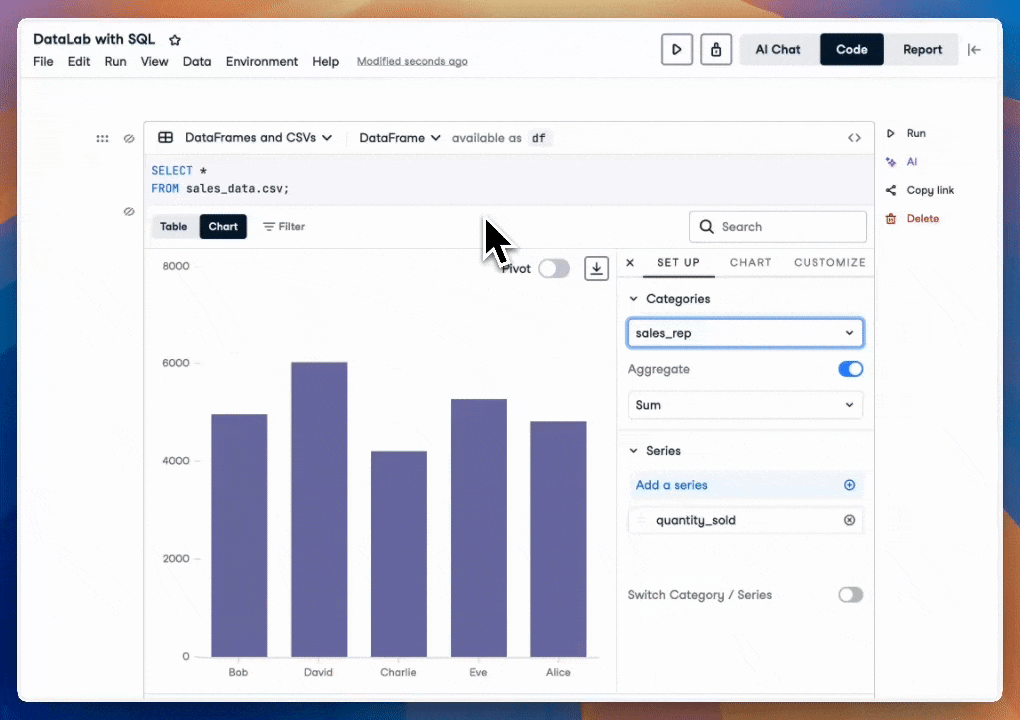 GIF of DataLab showing the series options