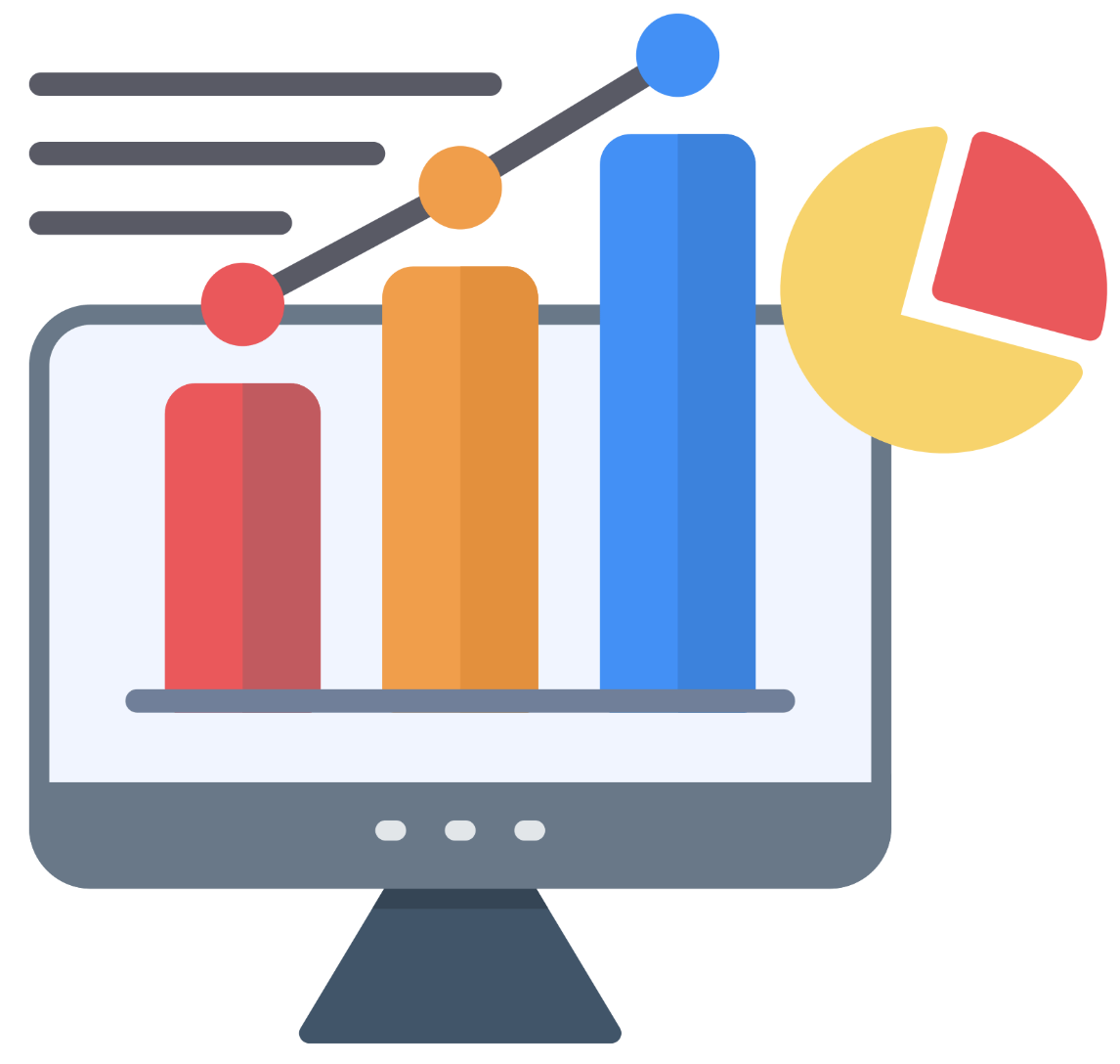 Illustration of different graphs on a computer screen