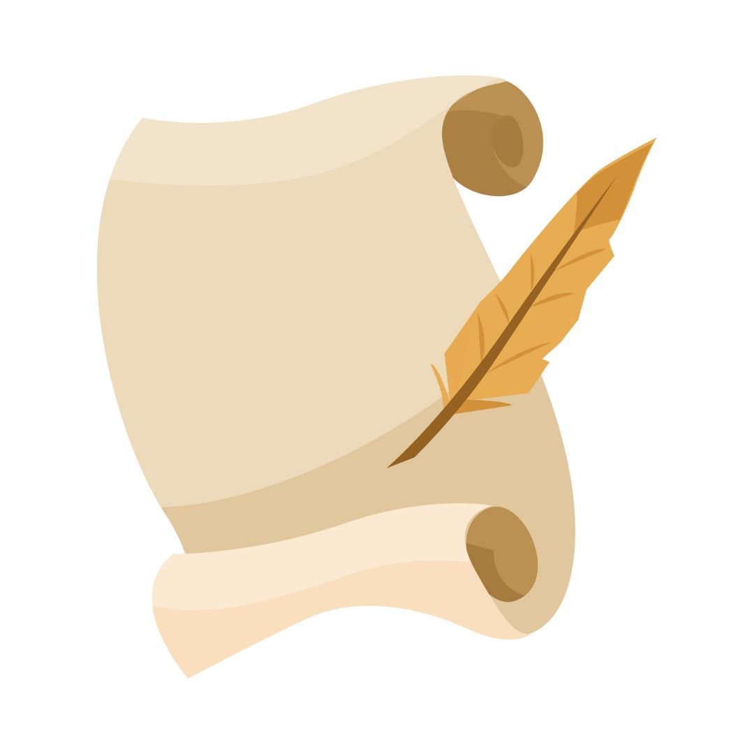 Scroll or parchment document with a quill feather pen