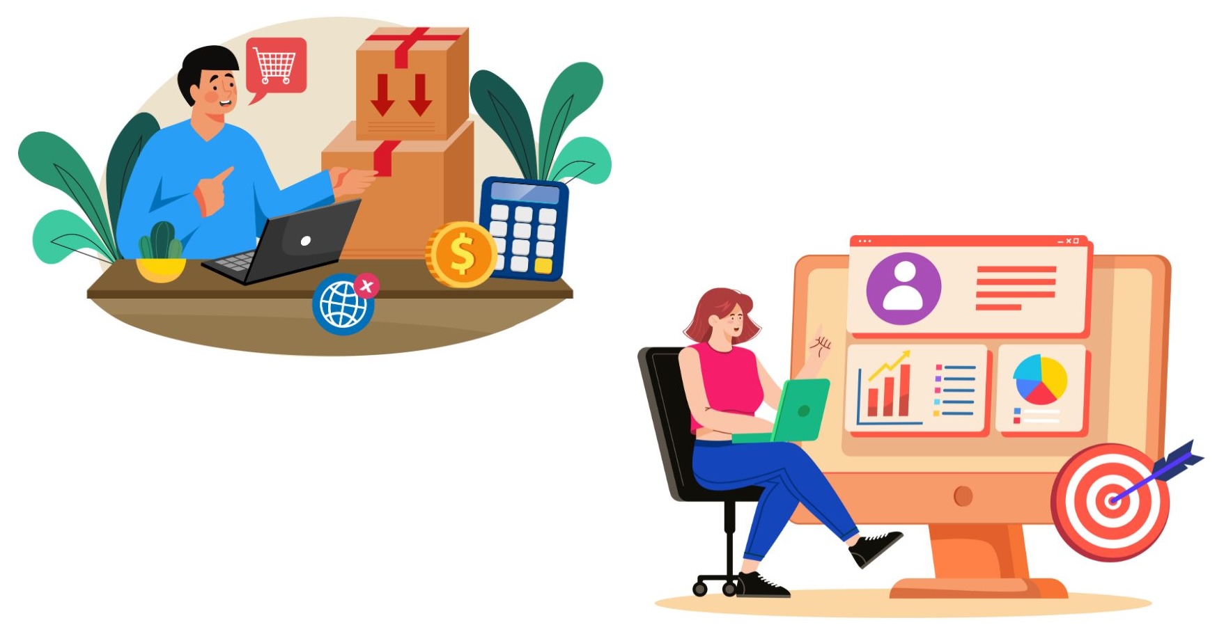 Retail and HR industry illustrations