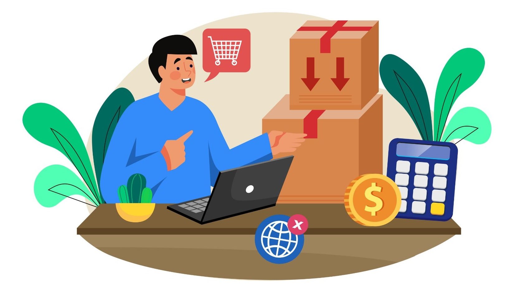 Person shopping digitally and receiving orders