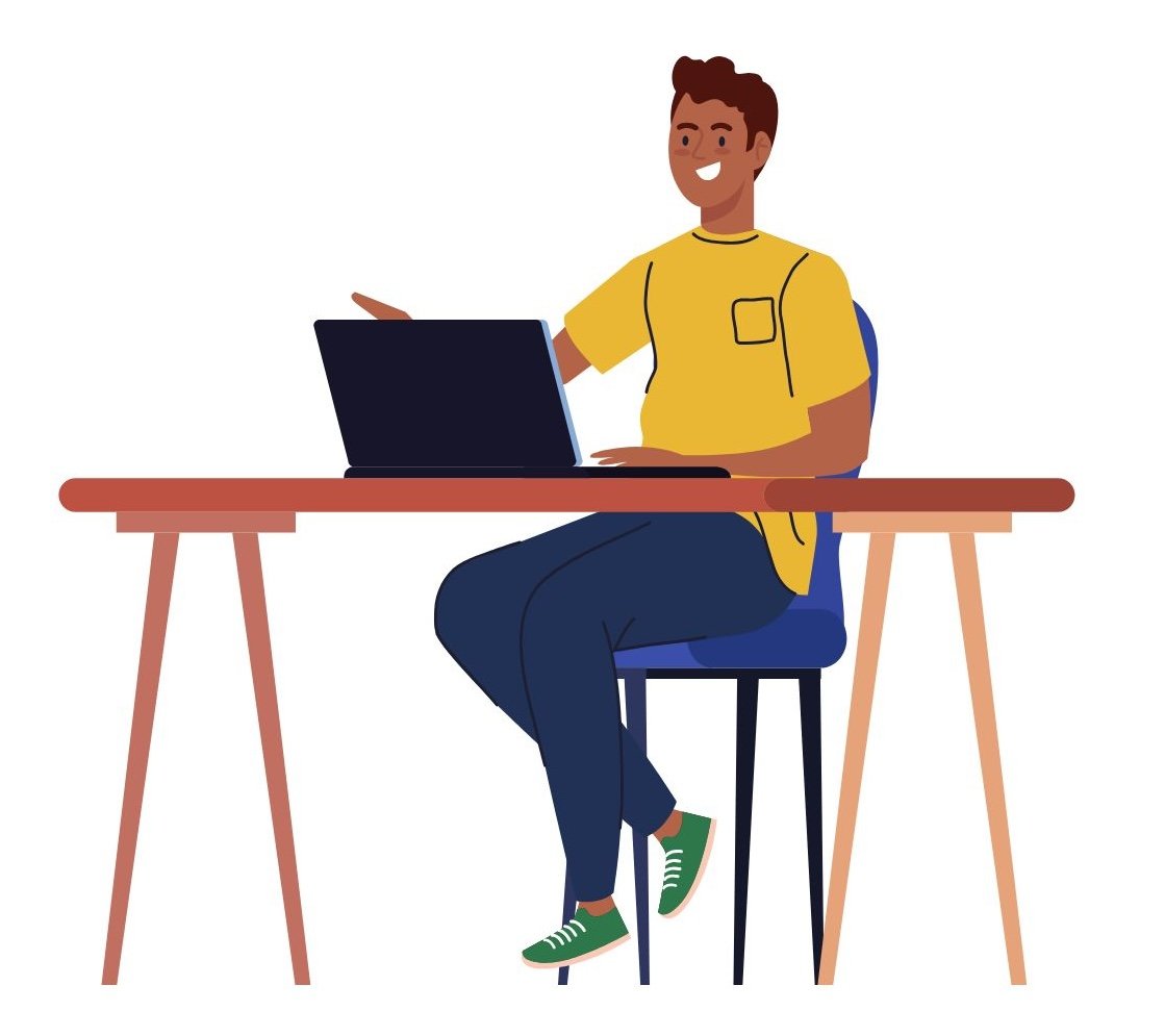 Person sitting at a table with a laptop