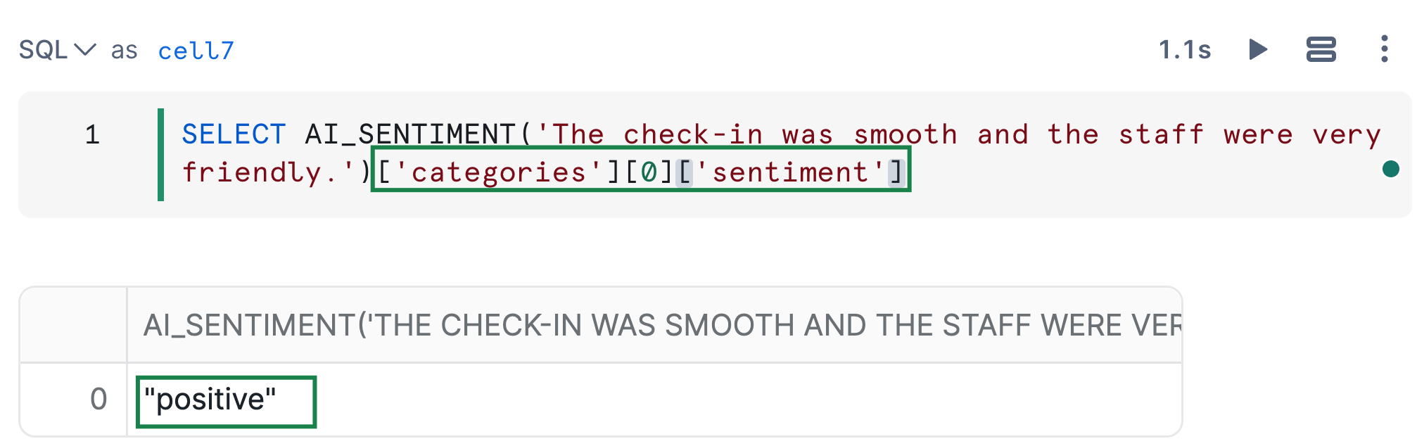 AI_SENTIMENT - extracting a sentiment