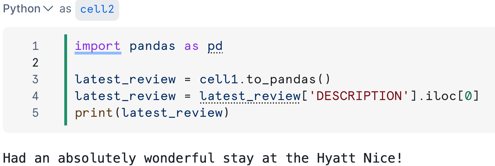Python code in cell2
