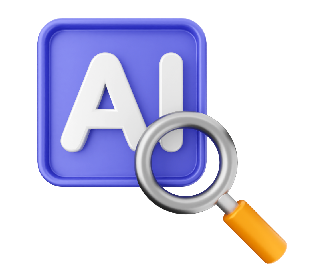 AI with magnifying glass