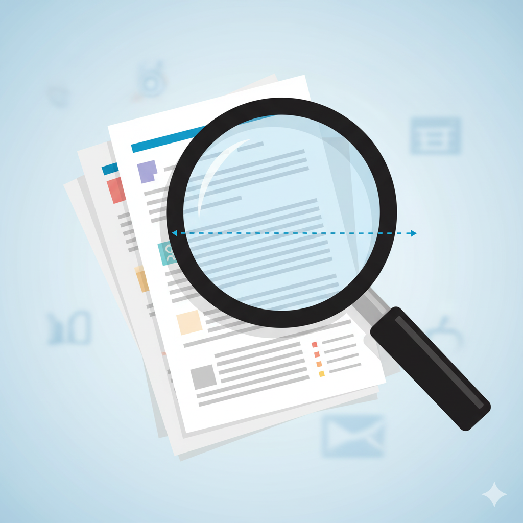 Vectorized image of a magnifying glass scanning a document