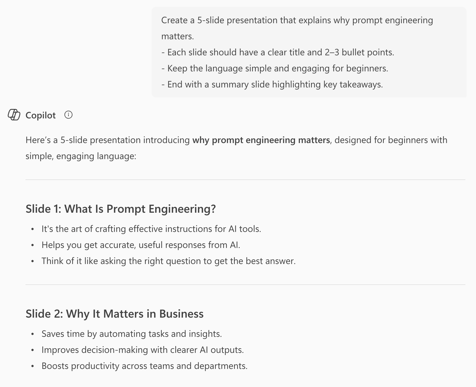 Precise Prompt in Copilot