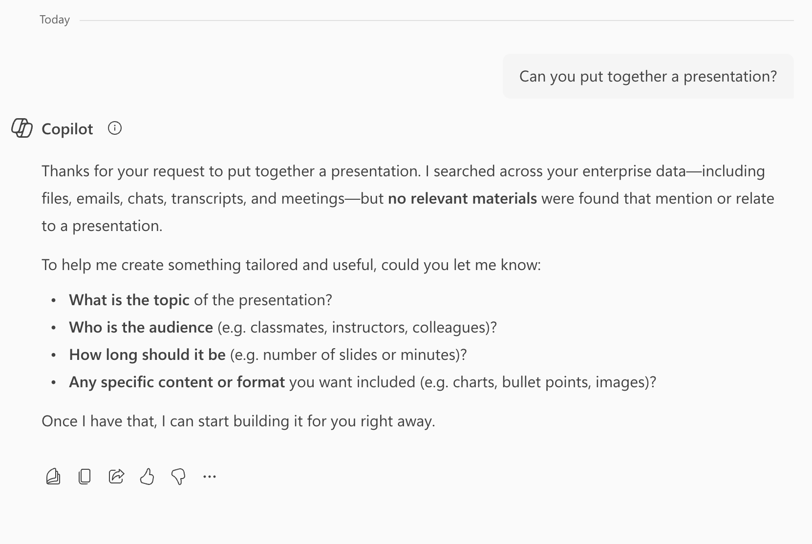 Vague prompt in Copilot