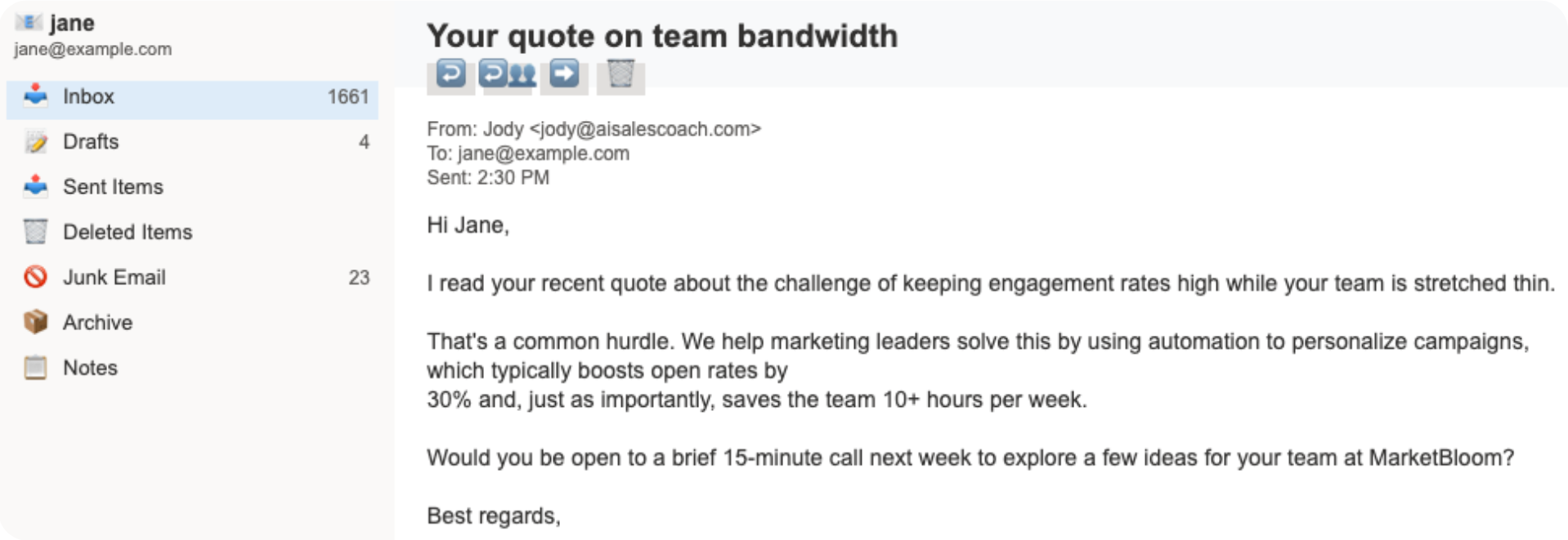 *Image: Email draft with highlighted personalized text*