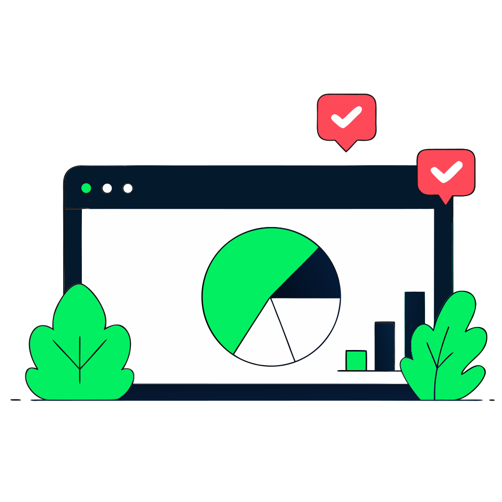 recraft: half: Results dashboard showing 75 percent pass rate pie chart, failed queries highlighted in red with diagnosis notes, improvement opportunities