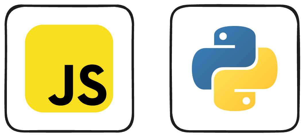 JavaScript and Python language icons side by side, representing the two languages available in n8n Code nodes