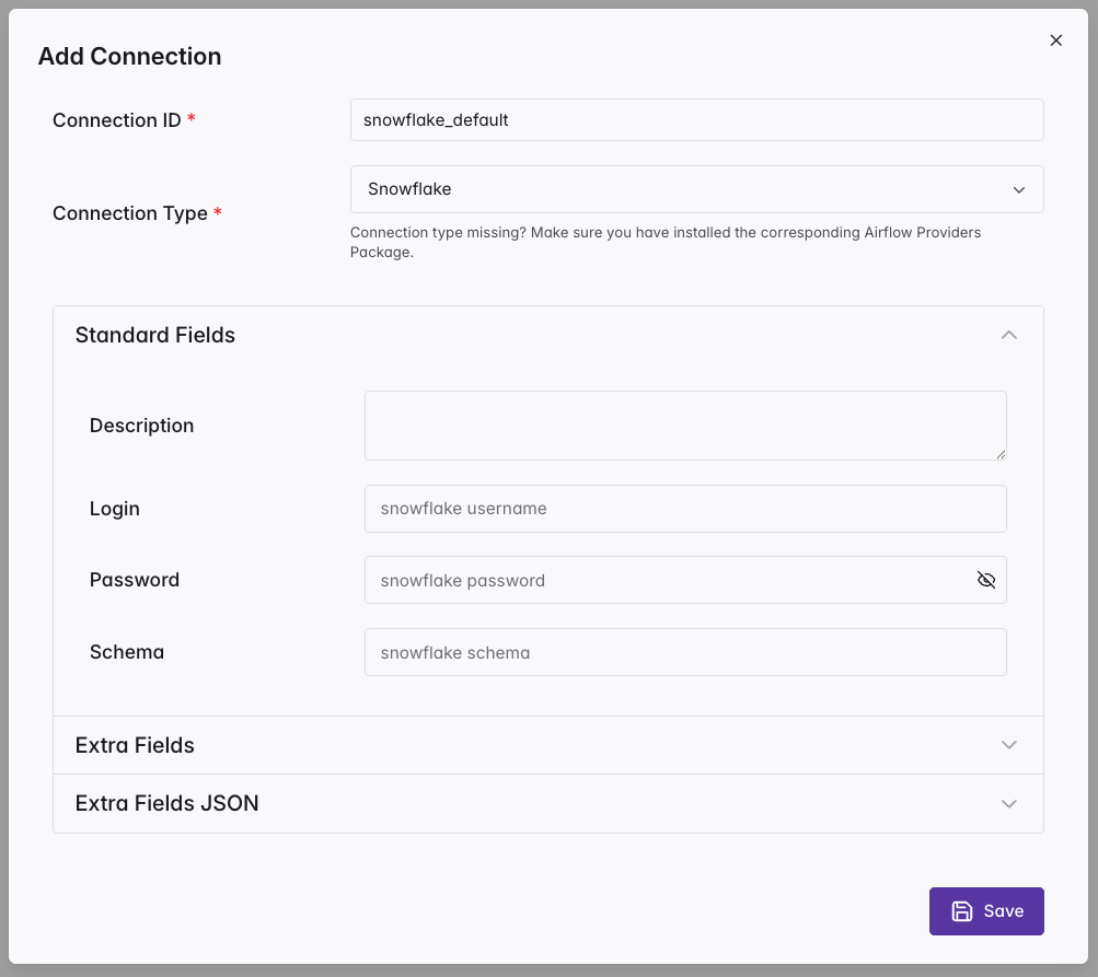 Airflow Connections UI
