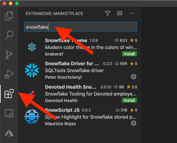 Snowflake extension for VS Code