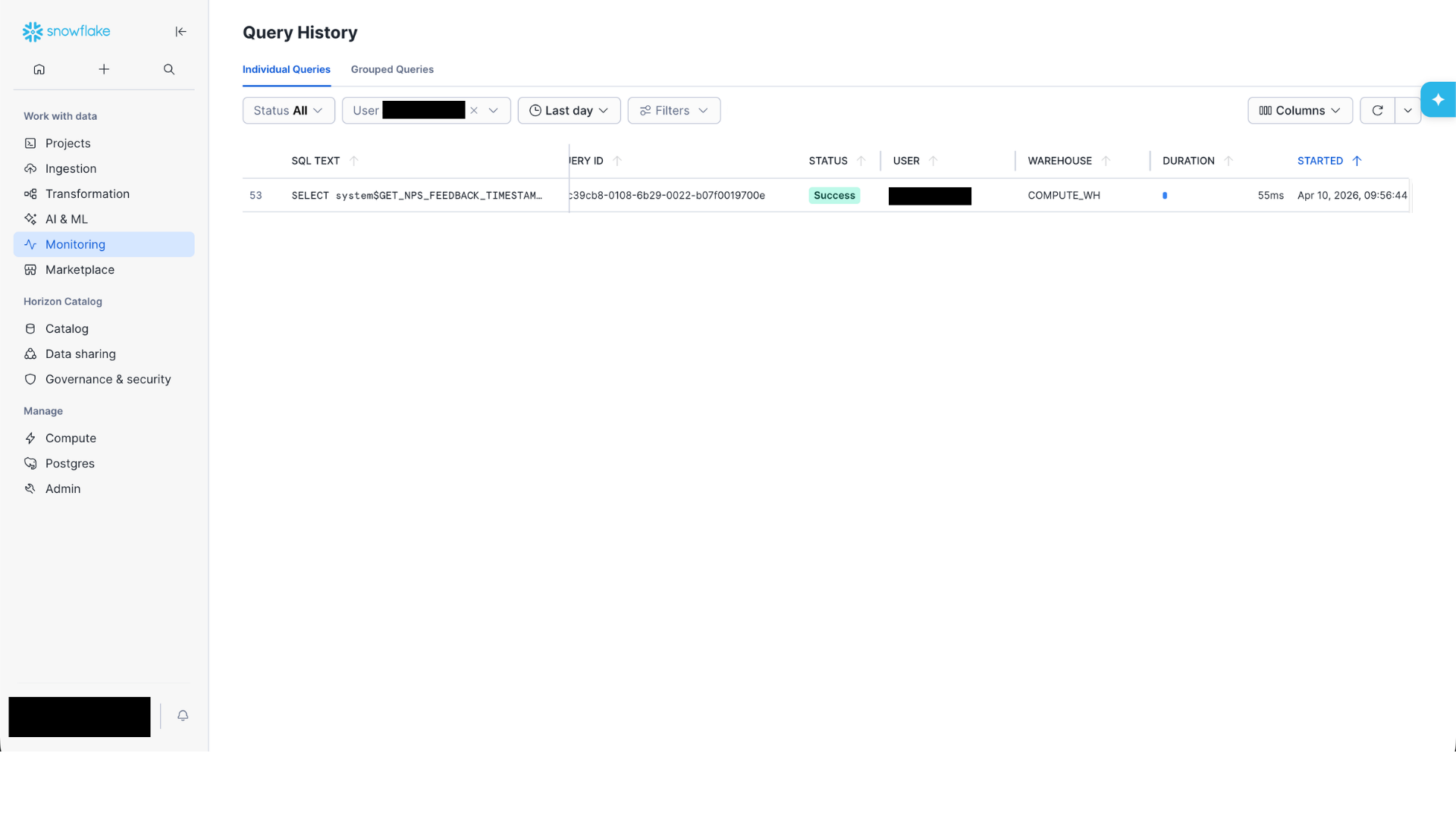 Query history