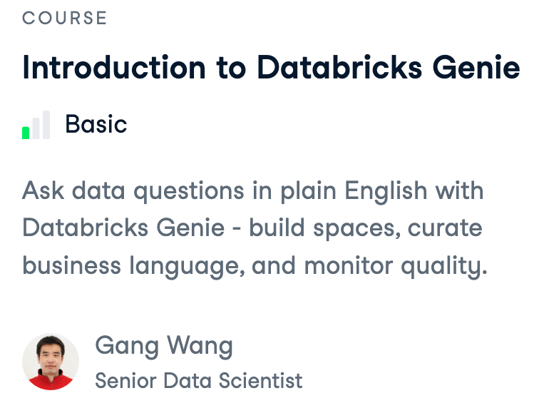 Introduction to Databricks Genie - course page