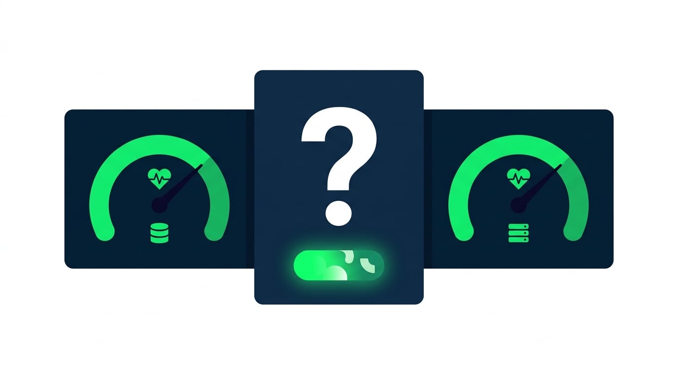 A monitoring dashboard with a question mark, unsure whether the service is healthy or down