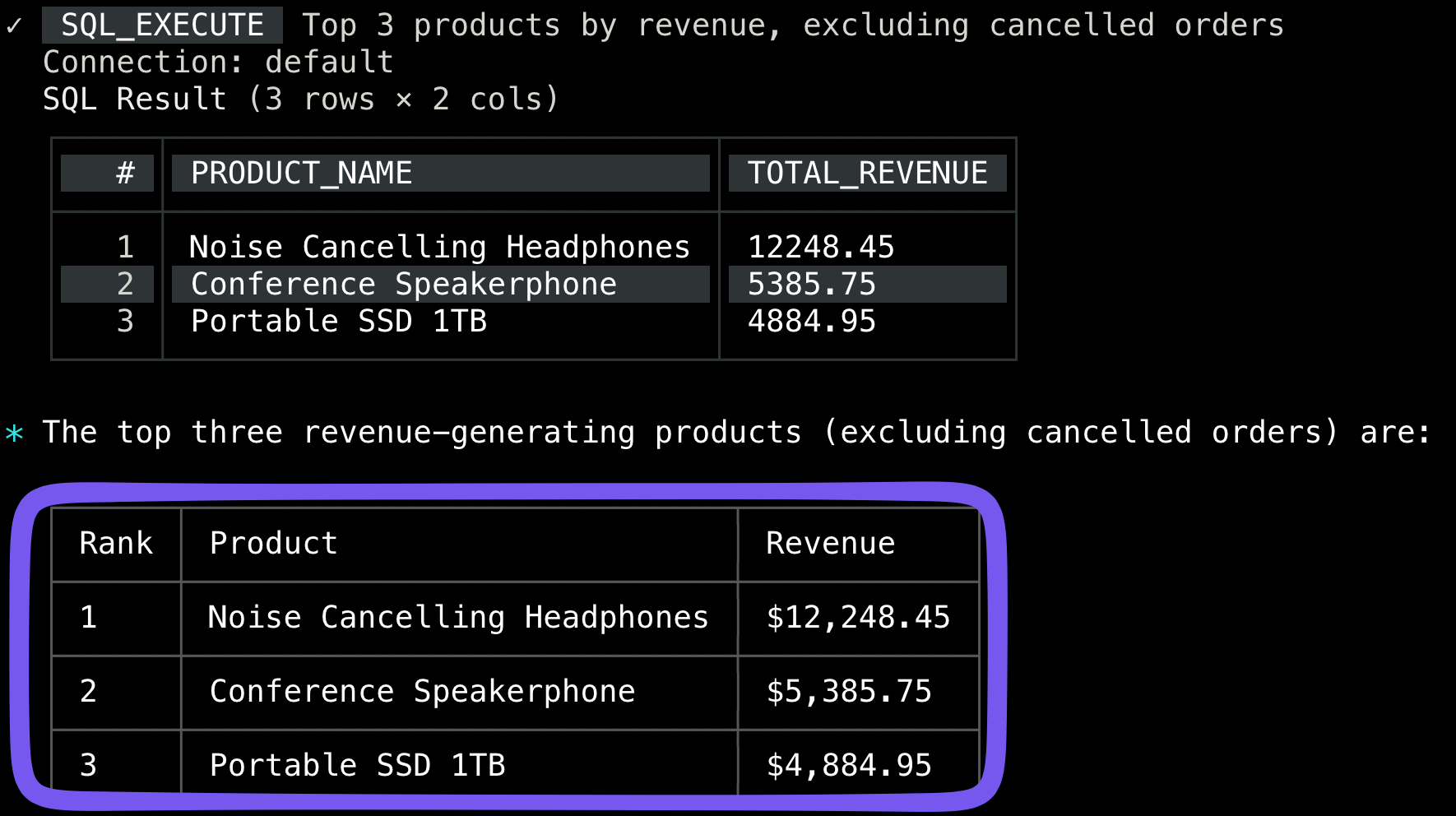 The question and the answer from CoCo in the default view